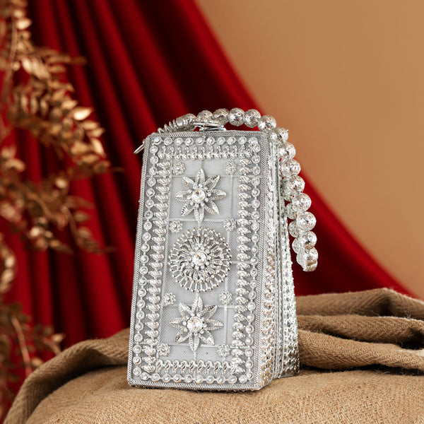 Beaded Rectangle-Triangle Fusion Bridal Clutch