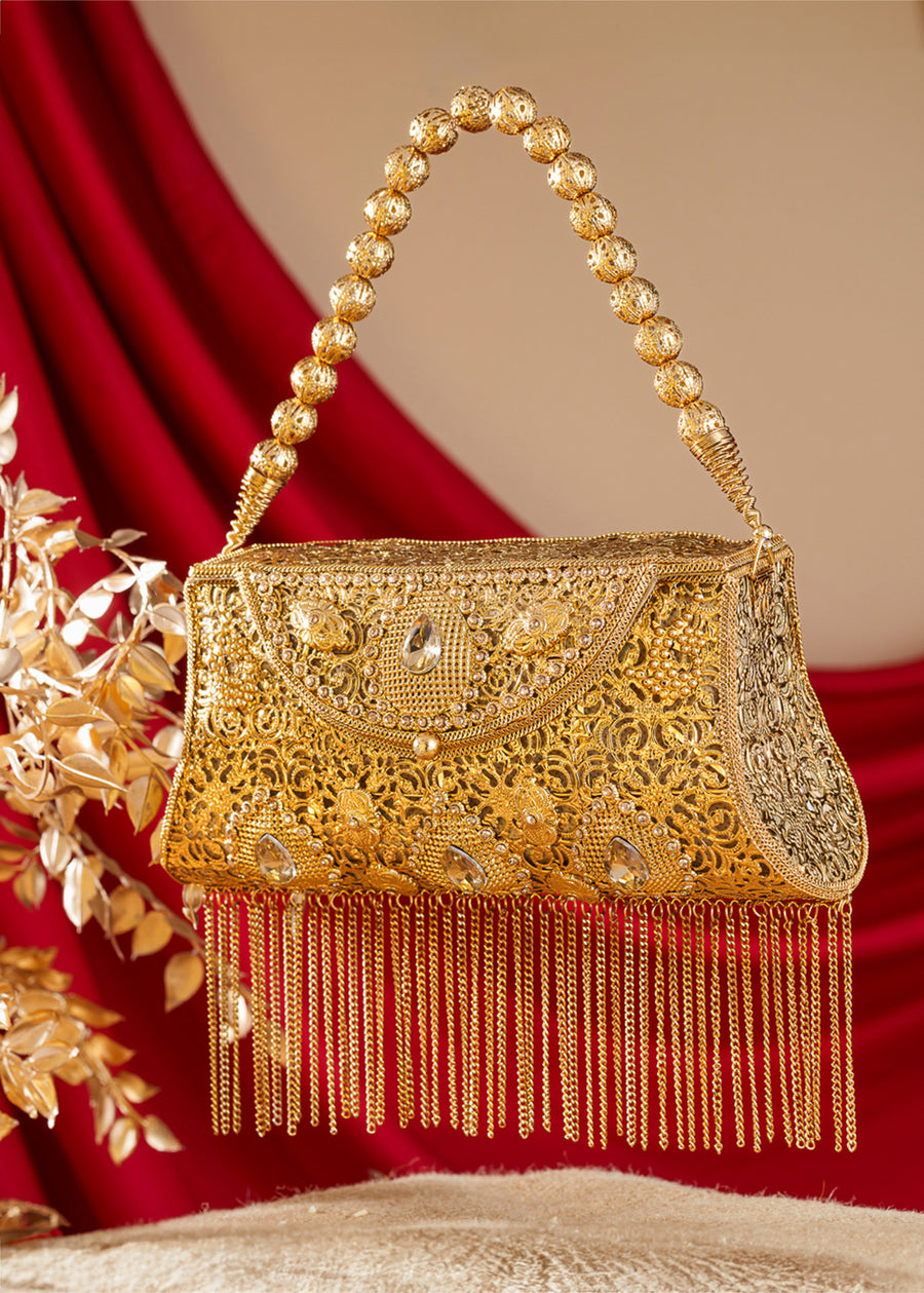 Golden Tassel Gleam Bridal Clutch